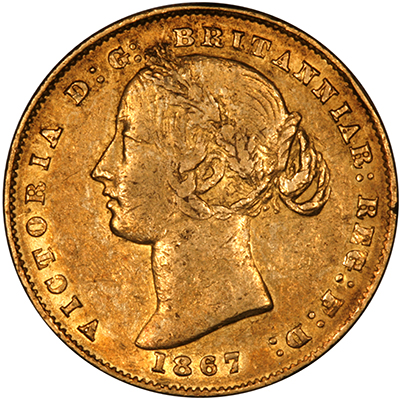 Obverse of 1855 Victoria Young Head Australian Sovereign